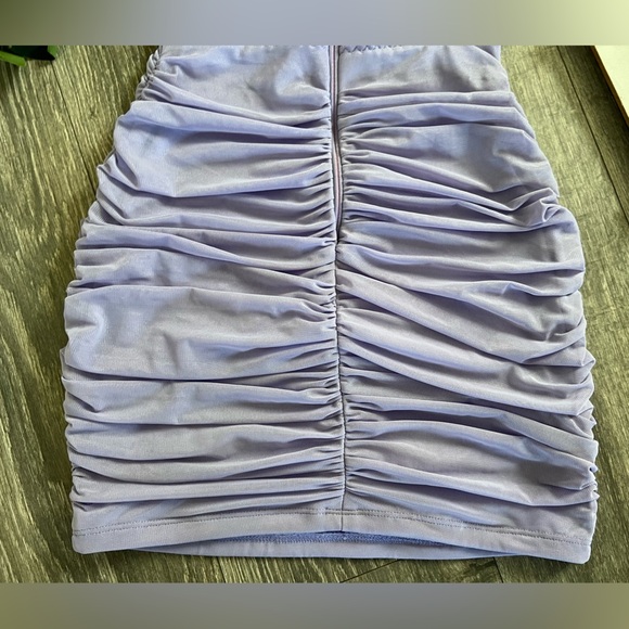 SHEIN Strapless Sweetheart Corset Floral Ruched Mini Dress in Purple. Size XS - Picture 11 of 16